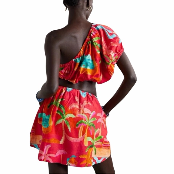 Farm Rio Ipanema one-shoulder cutout mini dress with a tropical print Size XS - Picture 4 of 12